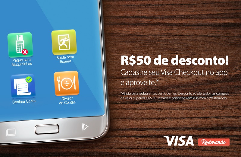 Promoção Visa e Restorando oferece até R$ 50 de desconto em restaurantes pelo Visa Checkout