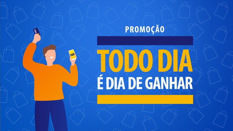 Ilustração de um homem segurando um cartão Visa e um smartphone