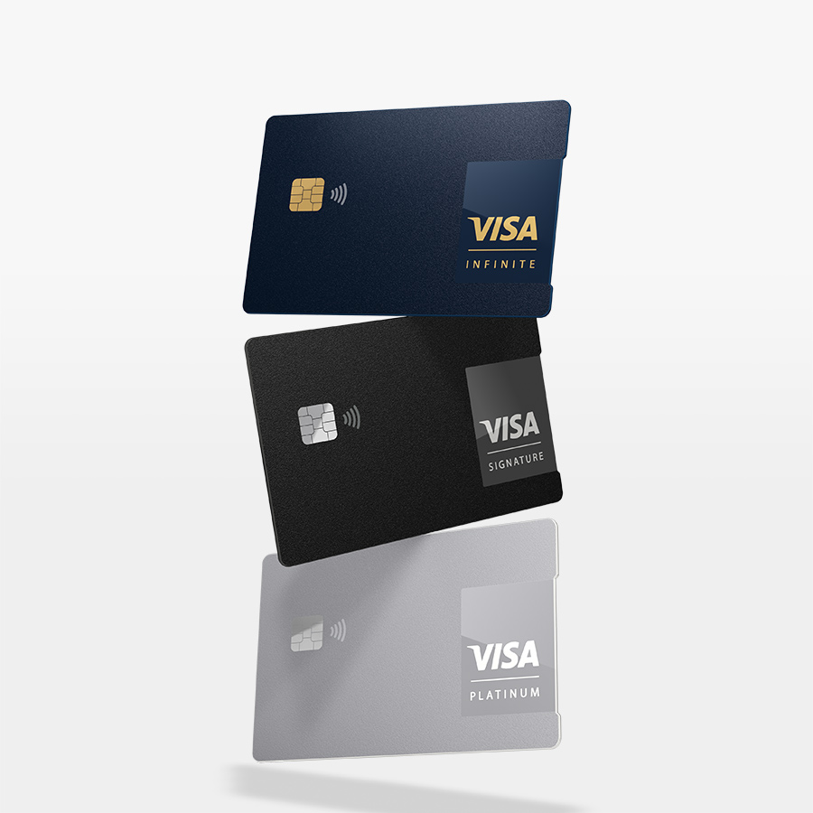 An image of three different digital payment cards from Visa.