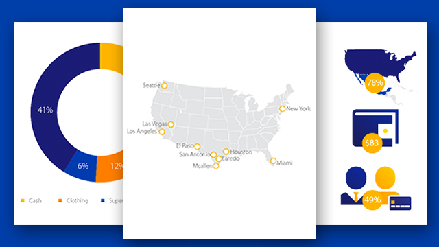 Map of U.S.A. with points at various cities.