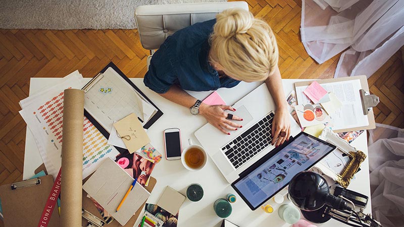 Woman Desk Creative Laptop