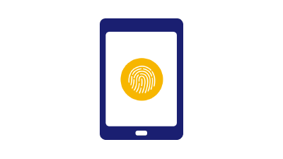 Tablet with a fingerprint in the middle of the screen.