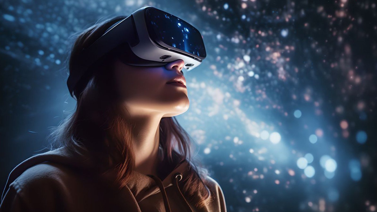 Woman experiencing virtual reality