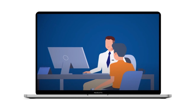 video-thumb-800x450 Tela de notebook com ilustração de chefe e funcionário