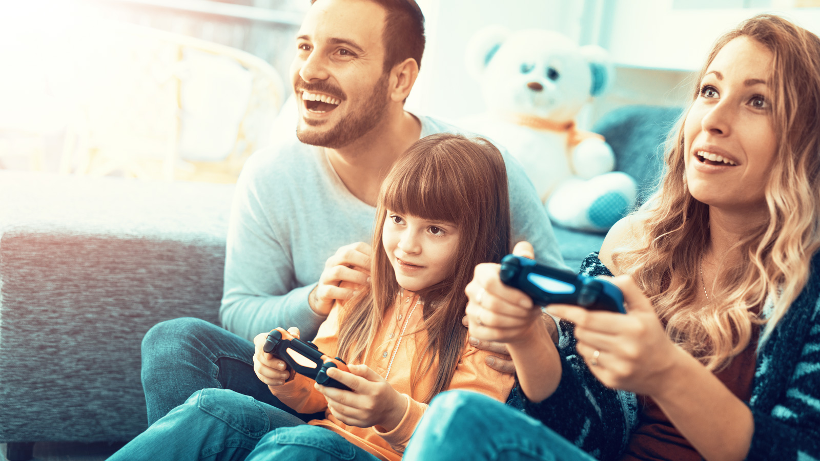 Família jogando videogame
