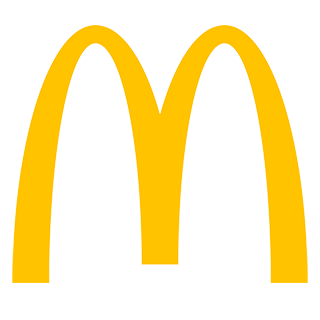 Logomarca da McDonald’s. Um M dourado formado por 2 arcos estreitos.