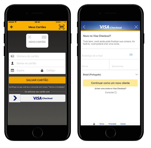 Visa Checkout no aplicativo Easy