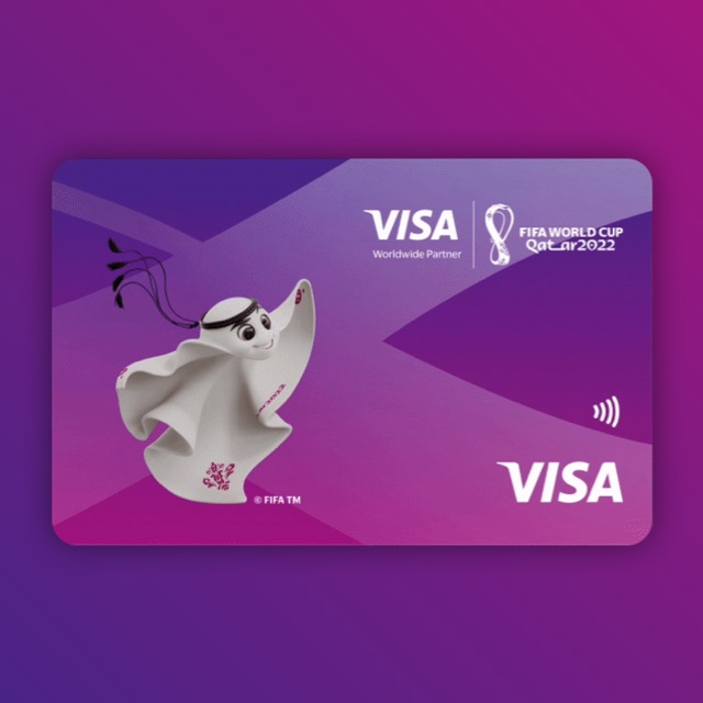 Imagem exibe cartão Visa personalizado da Copa do Mundo FIFA Qatar 2022™